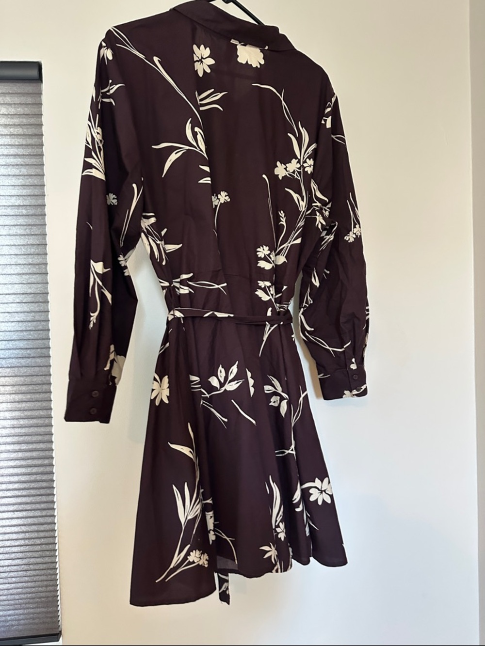 a new day Dark Plum Floral Button-Front Long-Sleeve Dress - Picture 4 of 4